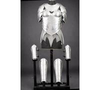 Ensemble d'armure féminine en acier fait à la main, costume Renaissance LARP