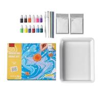 Ensemble d'art marbré - Diffusion d'aquarelle, tourbillon de pigments créatif, processus visuel fait à la main, système d'expression éducative | Activité d'immersion dans l'encre fluide Âge 6 7 8 9 10