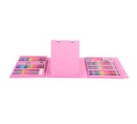 Ensemble d'art pour enfants avec stylo aquarelle, crayon, crayon de couleur et peinture en poudre, coffret pour outils de papeterie de dessin rose, fournitures d'art complètes