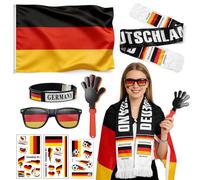 Ensemble d'articles de supporter de l'Allemagne Coupe du monde 2026 avec drapeau, écharpe, main et lunettes d'Allemagne, article de supporter du monde de football 2026, équipement de supporter de