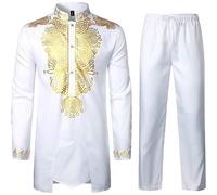 Ensemble Dashiki traditionnel ethnique pour homme - Tenue décontractée confortable - Deux pièces - Robe ethnique africaine