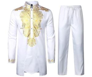 Ensemble Dashiki traditionnel ethnique pour homme - Tenue décontractée confortable - Deux pièces - Robe ethnique africaine