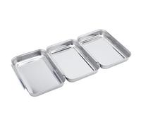 Ensemble D'Assiettes De Cuisine 3 Pièces, Assiette Rectangulaire, Assiette En Acier Inoxydable, Accessoires De Cuisine, Ustensiles De Cuisson, Assiette Multifonctionnelle
