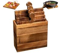 Ensemble d'assiettes de style puzzle - Bois | Ensemble de plateaux d'apéritifs de quatre pièces, planche à découper de cuisine, planche à pain Da-li en teck de fromage | Pour fruits noix réunion de