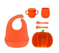 Ensemble d'assiettes en silicone en forme de citrouille d'Halloween - Plateau de service pratique avec ventouse - Outil de salle à manger sécurisé - Vaisselle festive