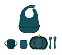 Ensemble d'assiettes en silicone en forme de citrouille d'Halloween - Pratique - Ventouse - Outils de salle à manger sûrs