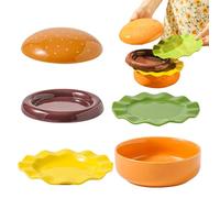 Ensemble d'assiettes pour hamburger en céramique empilable | Assiettes pour collations mignonnes - Pour hôtes de fêtes, planificateurs d'événements, dîner familial, pique-nique en plein air