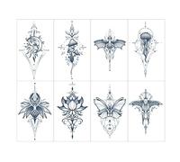 Ensemble D'Autocollants De Tatouage À Base De Plantes, Tatouages De Simulation De Papillon Haut De Gamme, Autocollants De Tatouage Non Réfléchissants À Fleurs, Ensemble De 8 Pièces