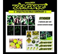 Ensemble d'autocollants K-Pop Aespa WVS LEMONADE WDA Karina Giselle Winter Ningning Style Néon Vert Avertissement Acide Impression HD Autocollants Photocards Décoration Journal à la Main Fans MY Cadea
