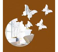 Ensemble d'autocollants muraux en acrylique papillon argenté noir pour décoration autocollant pour salon, chambre à coucher, chambre d'enfant, bricolage mural, 18 cm, forme ronde, autocollant