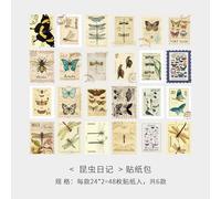 Ensemble D'autocollants Timbres-Poste Vintage, Étiquette Déco Botanique Pour Scrapbooking, Journal Intime, Planificateur De Journal De Voyage, 48 Pièces