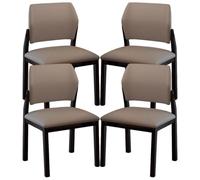 Ensemble de 1/2/4 chaises de salle à manger rétro en simili cuir du milieu du siècle, chaise de banquet moderne, sièges rembourrés, cuisine et salle à manger adaptées, café de ferme(Light gray,4PCS)