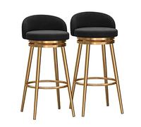 Ensemble de 1 ou 2 tabourets de Bar pivotants à Hauteur de comptoir, Style Moderne, avec Pieds en métal doré et Repose-Pieds, pour îlot de Cuisine ou Salle à Manger.