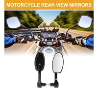 Ensemble De 1 Paire De Rétroviseurs Latéraux De Moto Universels M8 Pour Guidon, En Aluminium Noir Réglable En Forme Ovale