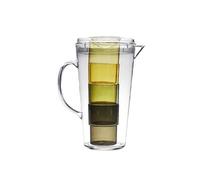 Ensemble de 1 pichet et 4 verres assortis en plastique coloré (vert, jaune, transparent) - -