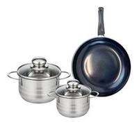 ELO 9709850 Batterie de cuisine 3 pièces, Ensemble de 1 Poêle de cuisson 20 cm et 2 faitouts 12 et 14 cm Elo Prima Brillant, inox, induction