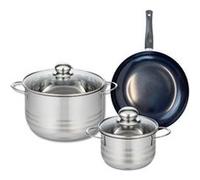 Ensemble de 1 Poêle de cuisson 20 cm et 2 faitouts 14 et 20 cm Prima Brillant Elo