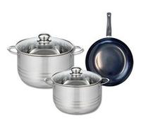 ELO 9710750 Batterie de cuisine 3 pièces, Ensemble de 1 Poêle de cuisson 20 cm et 2 faitouts 20 et 24 cm Elo Prima Brillant, inox, induction