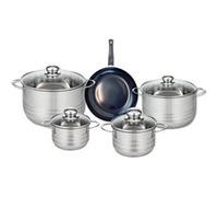 ELO 9712250 Batterie de cuisine 5 pièces, Ensemble de 1 Poêle de cuisson 20 cm et 4 faitouts 14, 16, 20 et 24 cm Elo Prima Brillant, inox, induction, Noir