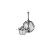 ELO 9866050 Batterie de cuisine 2 pièces, Ensemble de 1 Poêle de cuisson 24 cm et 1 faitout 14 cm Elo Profi Brillant, inox, induction