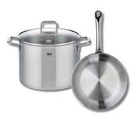 ELO 9692650 Batterie de cuisine 2 pièces, Ensemble de 1 Poêle de cuisson 24 cm et 1 faitout 26 cm Elo Profi Citrin, inox, induction