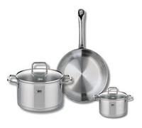 ELO 9692950 Batterie de cuisine 3 pièces, Ensemble de 1 Poêle de cuisson 24 cm et 2 faitouts 12 et 20 cm Elo Profi Citrin, inox, induction, Gris