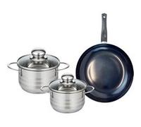 ELO 9713350 Batterie de cuisine 3 pièces, Ensemble de 1 Poêle de cuisson 24 cm et 2 faitouts 14 et 16 cm Elo Prima Brillant, inox, induction