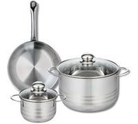 ELO 9867050 Batterie de cuisine 3 pièces, Ensemble de 1 Poêle de cuisson 24 cm et 2 faitouts 14 et 24 cm Elo Profi Brillant, inox, induction, Gris Anthracite
