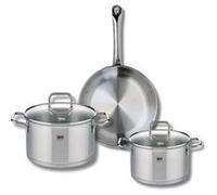 Ensemble de 1 Poêle de cuisson 24 cm et 2 faitouts 16 et 20 cm Elo Profi Citrin Gris