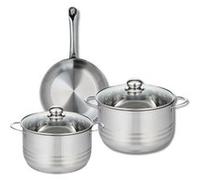 Ensemble de 1 Poêle de cuisson 24 cm et 2 faitouts 20 et 24 cm Elo Profi Brillant Gris