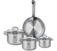 ELO 9693750 Batterie de cuisine 4 pièces, Ensemble de 1 Poêle de cuisson 24 cm et 3 faitouts 12, 14 et 16 cm Elo Profi Citrin, inox, induction