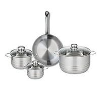 ELO 9867550 Batterie de cuisine 4 pièces, Ensemble de 1 Poêle de cuisson 24 cm et 3 faitouts 12, 14 et 20 cm Elo Profi Brillant, inox, induction