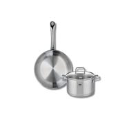 ELO 9695650 Batterie de cuisine 2 pièces, Ensemble de 1 Poêle de cuisson 28 cm et 1 faitout 20 cm Elo Profi Citrin, inox, induction
