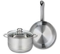 ELO 9869450 Batterie de cuisine 2 pièces, Ensemble de 1 Poêle de cuisson 28 cm et 1 faitout 24 cm Elo Profi Brillant, inox, induction