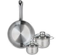 Ensemble de 1 Poêle de cuisson 28 cm et 2 faitouts 12 et 14 cm Elo Profi Brillant Inox