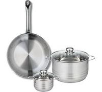 Ensemble de 1 Poêle de cuisson 28 cm et 2 faitouts 12 et 20 cm Elo Profi Brillant Inox