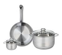 ELO 9869850 Batterie de cuisine 3 pièces, Ensemble de 1 Poêle de cuisson 28 cm et 2 faitouts 12 et 24 cm Elo Profi Brillant, inox, induction