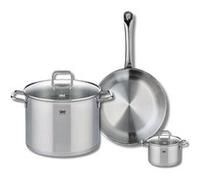 ELO 9696150 Batterie de cuisine 3 pièces, Ensemble de 1 Poêle de cuisson 28 cm et 2 faitouts 12 et 26 cm Elo Profi Citrin, inox, induction