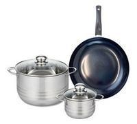 ELO 9716650 Batterie de cuisine 3 pièces, Ensemble de 1 Poêle de cuisson 28 cm et 2 faitouts 14 et 24 cm Elo Prima Brillant, inox, induction