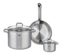 ELO 9696450 Batterie de cuisine 3 pièces, Ensemble de 1 Poêle de cuisson 28 cm et 2 faitouts 14 et 26 cm Elo Profi Citrin, inox, induction
