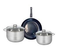 ELO 9716950 Batterie de cuisine 3 pièces, Ensemble de 1 Poêle de cuisson 28 cm et 2 faitouts 20 et 24 cm Elo Prima Brillant, inox, induction, Noir