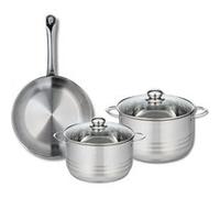 Ensemble de 1 Poêle de cuisson 28 cm et 2 faitouts 20 et 24 cm Elo Profi Brillant Inox