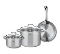 ELO 9696750 Batterie de cuisine 3 pièces, Ensemble de 1 Poêle de cuisson 28 cm et 2 faitouts 20 et 26 cm Elo Profi Citrin, inox, induction