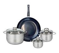 ELO 9717150 Batterie de cuisine 4 pièces, Ensemble de 1 Poêle de cuisson 28 cm et 3 faitouts 12, 14 et 20 cm Elo Prima Brillant, inox, induction