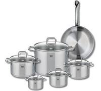 Ensemble de 1 Poêle de cuisson 28 cm et 5 faitouts 12, 14, 16, 20 et 26 cm Elo Profi Citrin Inox