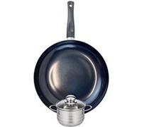 ELO 9718650 Batterie de cuisine 2 pièces, Ensemble de 1 Poêle de cuisson 32 cm et 1 faitout 12 cm Elo Prima Brillant, inox, induction, Noir