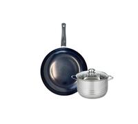 Ensemble de 1 Poêle de cuisson 32 cm et 1 faitout 20 cm Prima Brillant Elo