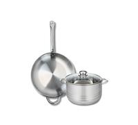 ELO 9872550 Batterie de cuisine 2 pièces, Ensemble de 1 Poêle de cuisson 32 cm et 1 faitout 24 cm Elo Profi Brillant, inox, induction