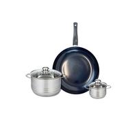 Ensemble de 1 Poêle de cuisson 32 cm et 2 faitouts 12 et 20 cm Prima Brillant Elo