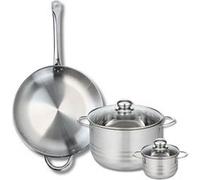 ELO 9872950 Batterie de cuisine 3 pièces, Ensemble de 1 Poêle de cuisson 32 cm et 2 faitouts 12 et 24 cm Elo Profi Brillant, inox, induction, Gris